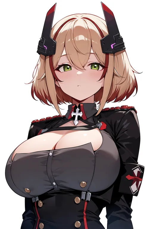 masterpiece, best quality, score_7, safe, roon (azur lane), azur lane, solo, upper body, simple background — by k3scat, made with ComfyUI