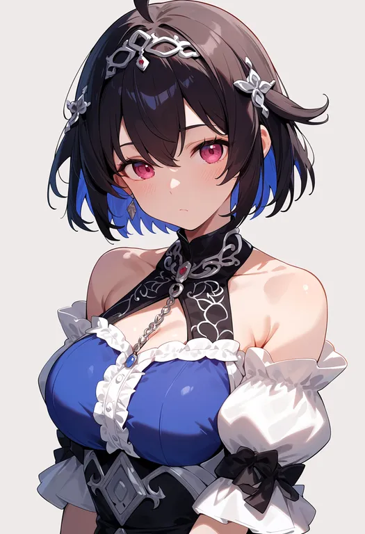 masterpiece, best quality, score_7, safe, seele vollerei (stygian nymph), solo, upper body, simple background — by k3scat, made with ComfyUI