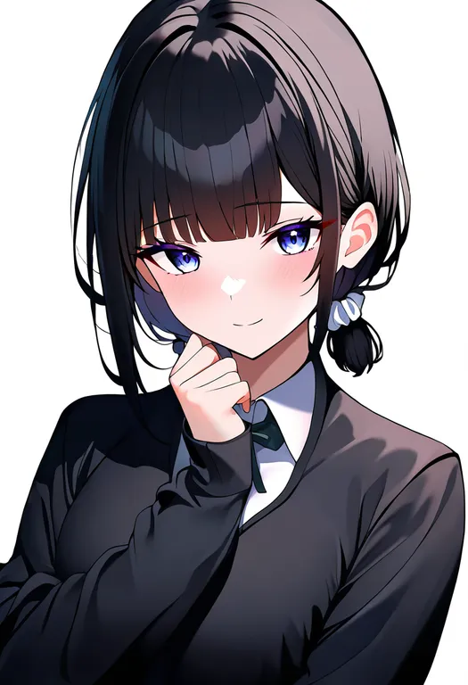 masterpiece, best quality, newest, absurdres, highres, safe, white_scrunchie, 1girl, solo, simple_background — by k3scat, made with ComfyUI