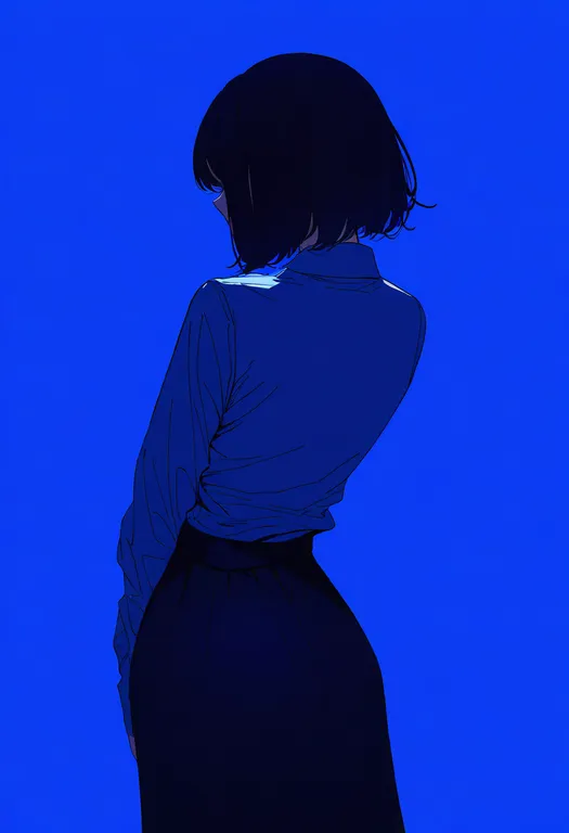 masterpiece, best quality, newest, absurdres, highres, safe, blue_outline, 1girl, solo, simple_background — by k3scat, made with ComfyUI
