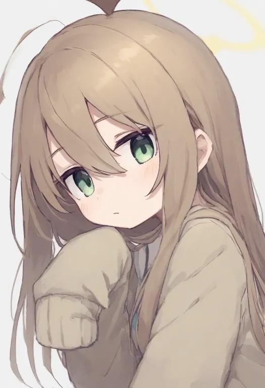 masterpiece, best quality, general, sleeves past wrists, 1girl, solo, upper body, simple background — by k3scat, made with ComfyUI