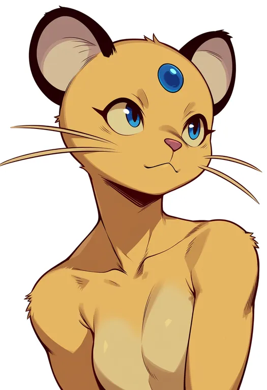 masterpiece, best quality, score_7, safe, persian (pokemon), pokemon, solo, upper body, simple background — by k3scat, made with ComfyUI