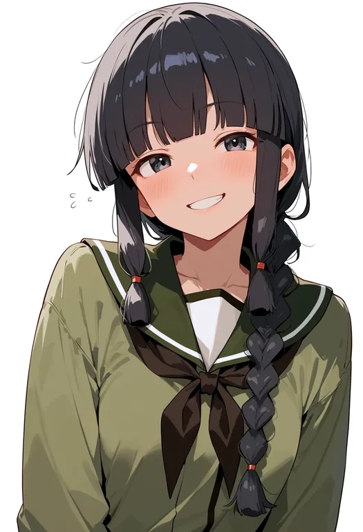 masterpiece, best quality, score_7, safe, kitakami kai ni (kancolle), solo, upper body, simple background — by k3scat, made with ComfyUI