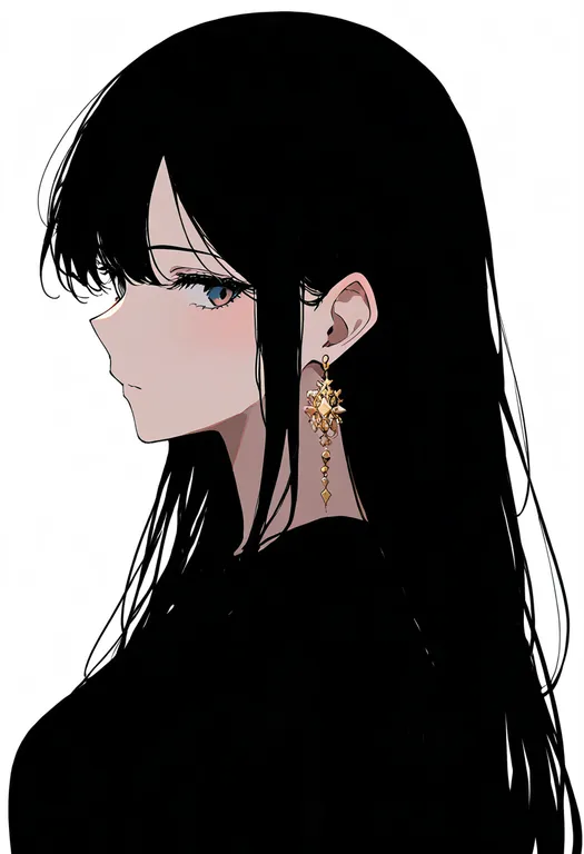 masterpiece, best quality, newest, absurdres, highres, safe, gold_earrings, 1girl, solo, simple_background — by k3scat, made with ComfyUI