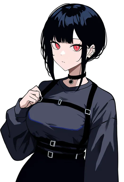 masterpiece, best quality, newest, absurdres, highres, safe, breast_strap, 1girl, solo, simple_background — by k3scat, made with ComfyUI