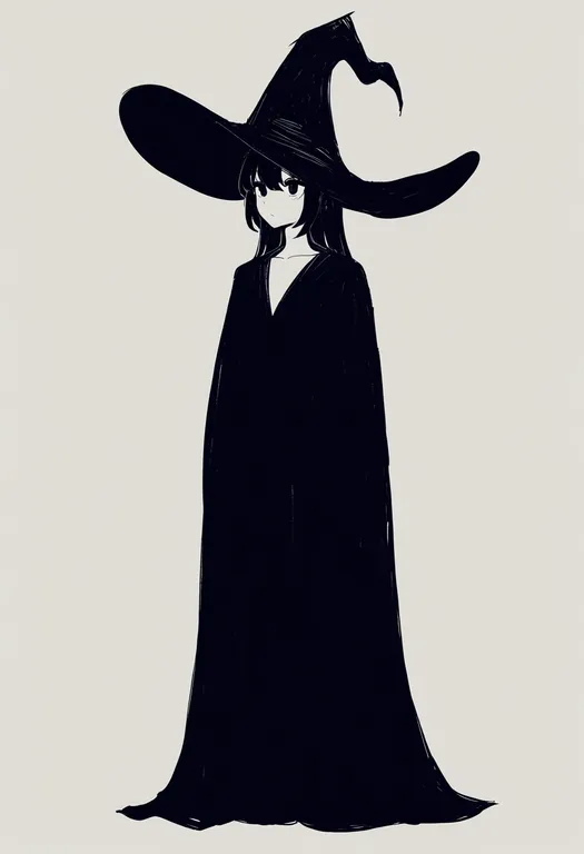 masterpiece, best quality, newest, absurdres, highres, safe, witch, 1girl, solo, full_body, simple_background — by k3scat, made with ComfyUI
