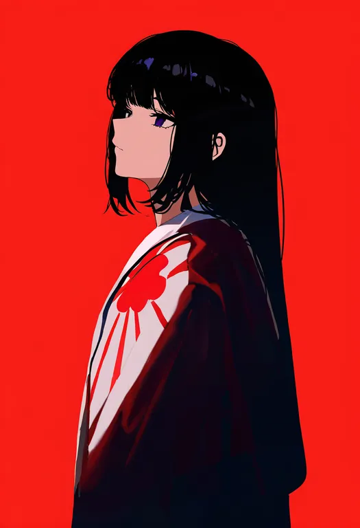 masterpiece, best quality, newest, absurdres, highres, safe, rising_sun_flag, 1girl, solo, simple_background — by k3scat, made with ComfyUI