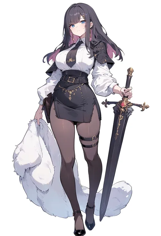 masterpiece, best quality, score_7, safe, summon night: swordcraft story, solo, simple background — by k3scat, made with ComfyUI