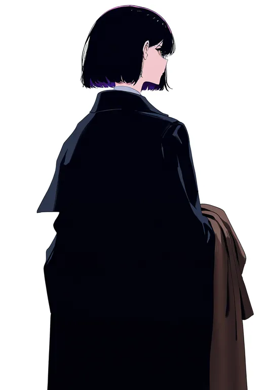 masterpiece, best quality, newest, absurdres, highres, safe, coat_partially_removed, 1girl, solo, simple_background — by k3scat, made with ComfyUI