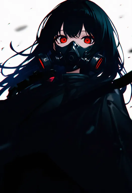 masterpiece, best quality, newest, absurdres, highres, safe, respirator, 1girl, solo, simple_background — by k3scat, made with ComfyUI