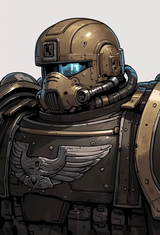 masterpiece, best quality, score_7, safe, adeptus astartes, solo, upper body, simple background — by k3scat, made with ComfyUI