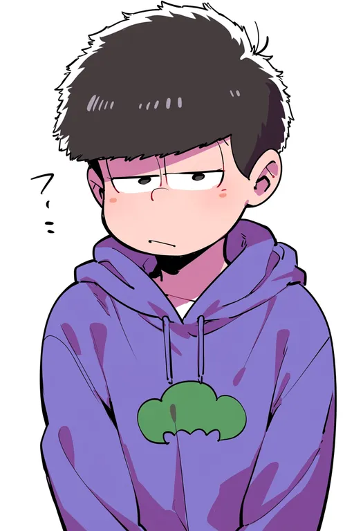 masterpiece, best quality, score_7, safe, matsuno ichimatsu, solo, upper body, simple background — by k3scat, made with ComfyUI