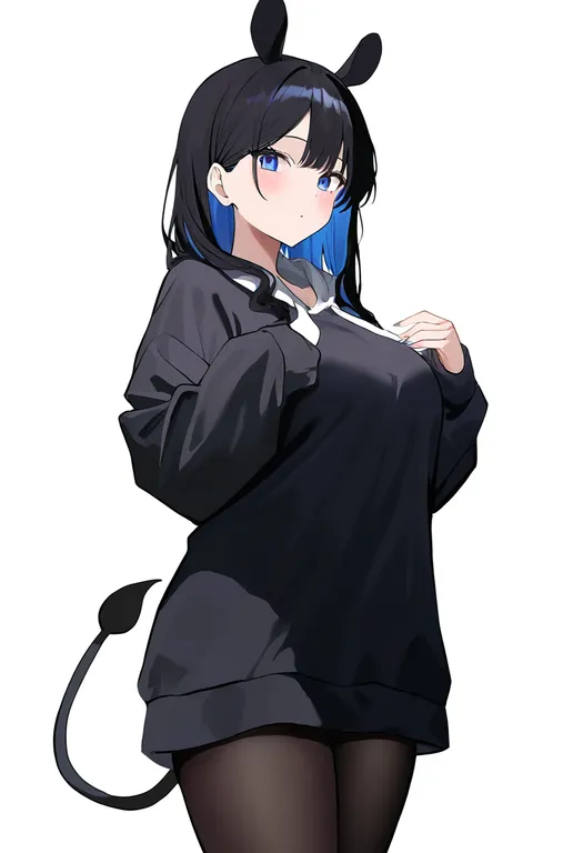 masterpiece, best quality, newest, absurdres, highres, safe, tapir_tail, 1girl, solo, simple_background — by k3scat, made with ComfyUI