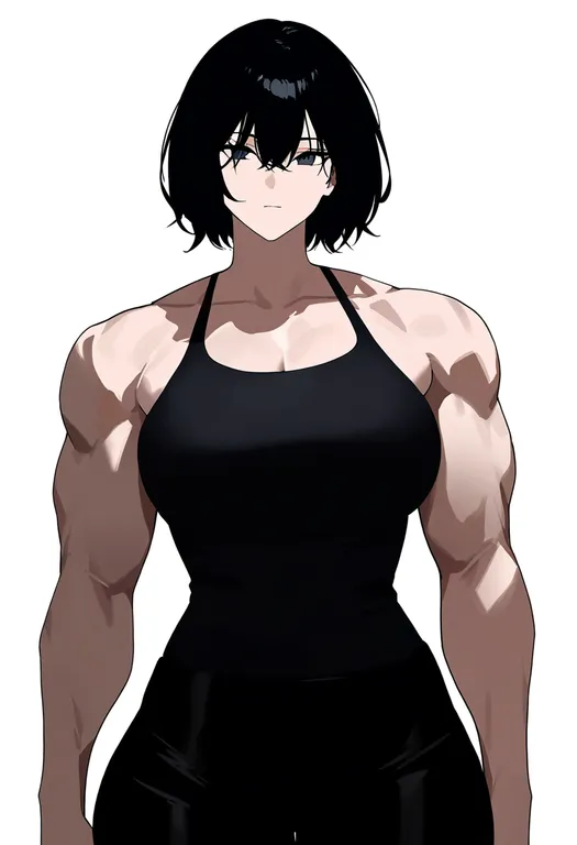 masterpiece, best quality, newest, absurdres, highres, safe, alternate_muscle_size, 1girl, solo, simple_background — by k3scat, made with ComfyUI