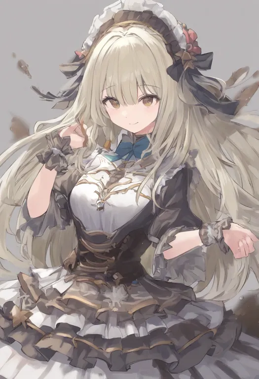 masterpiece, best quality, general, layered dress, 1girl, solo, simple background — by k3scat, made with ComfyUI