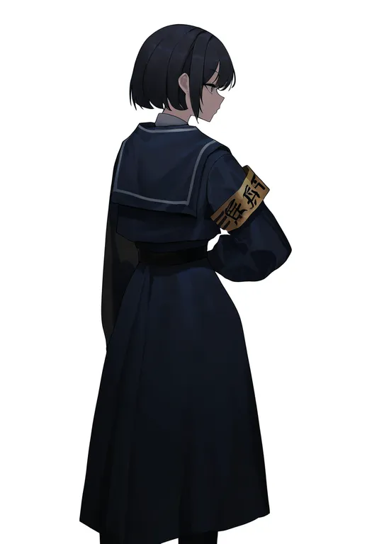 masterpiece, best quality, newest, absurdres, highres, safe, armband, 1girl, solo, full_body, simple_background — by k3scat, made with ComfyUI