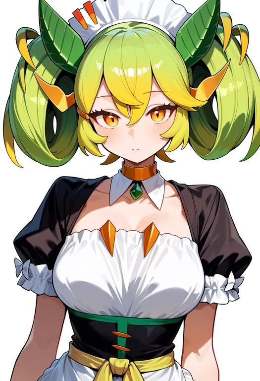 masterpiece, best quality, score_7, safe, parlor dragonmaid, solo, upper body, simple background — by k3scat, made with ComfyUI