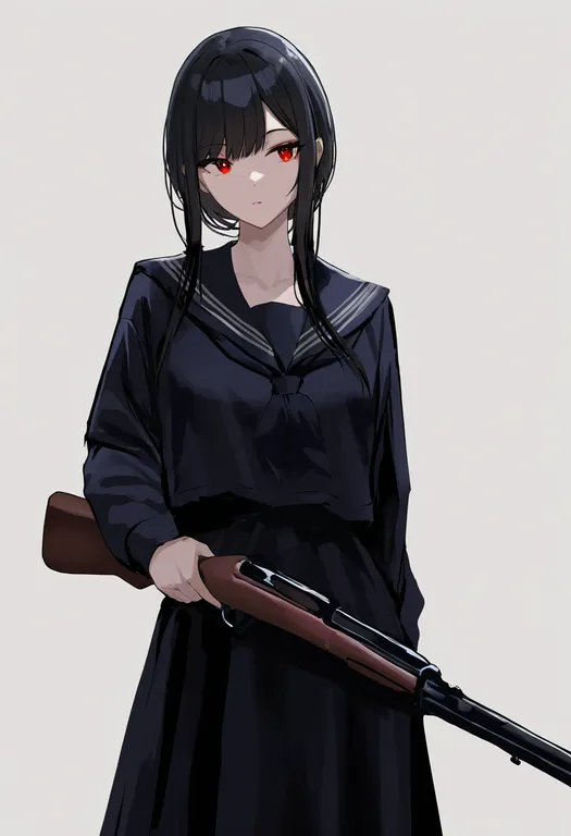 masterpiece, best quality, newest, absurdres, highres, safe, pump_action, 1girl, solo, simple_background — by k3scat, made with ComfyUI