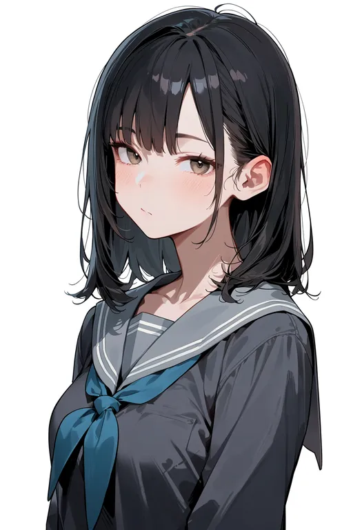 masterpiece, best quality, score_7, safe, grey sailor collar, 1girl, solo, simple background — by k3scat, made with ComfyUI