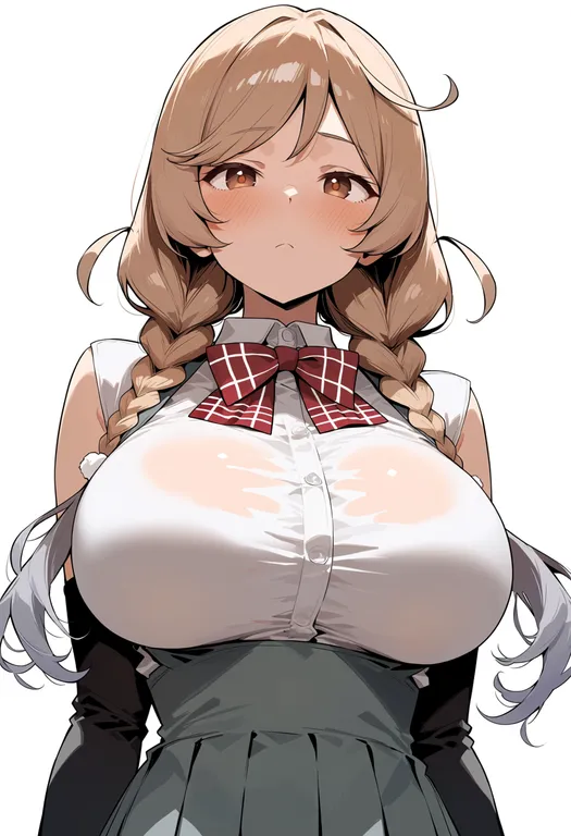 masterpiece, best quality, score_7, safe, minegumo (kancolle), solo, upper body, simple background — by k3scat, made with ComfyUI