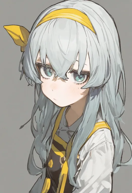 masterpiece, best quality, general, yellow hairband, 1girl, solo, simple background — by k3scat, made with ComfyUI