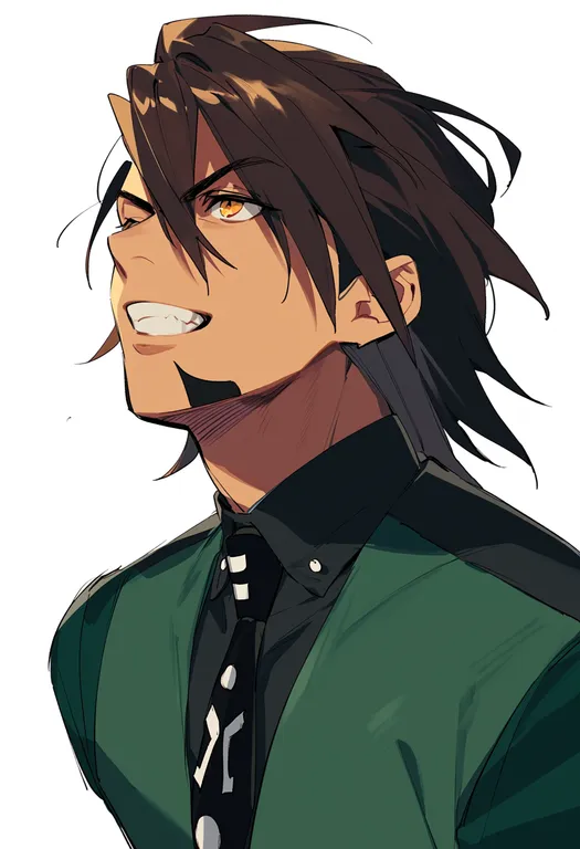 masterpiece, best quality, score_7, safe, kaburagi t. kotetsu, solo, upper body, simple background — by k3scat, made with ComfyUI