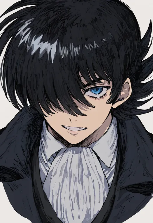 masterpiece, best quality, general, black jack (series), solo, simple background — by k3scat, made with ComfyUI