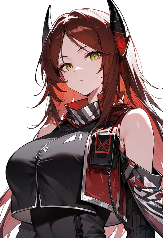 masterpiece, best quality, score_7, safe, ines (arknights), arknights, solo, upper body, simple background — by k3scat, made with ComfyUI