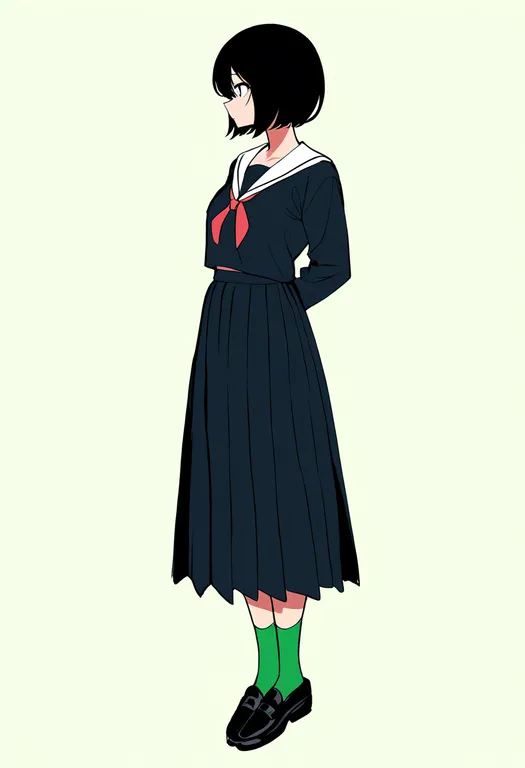 masterpiece, best quality, newest, absurdres, highres, safe, green_socks, 1girl, solo, simple_background — by k3scat, made with ComfyUI