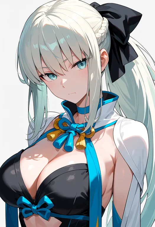 masterpiece, best quality, score_7, safe, morgan le fay (first ascension) (fate), solo, upper body, simple background — by k3scat, made with ComfyUI