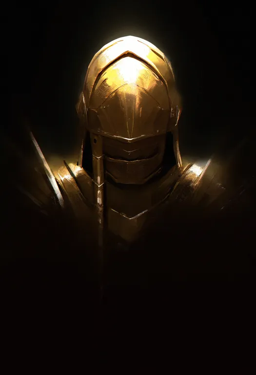 masterpiece, best quality, newest, absurdres, highres, safe, gold_armor, 1girl, solo, simple_background — by k3scat, made with ComfyUI
