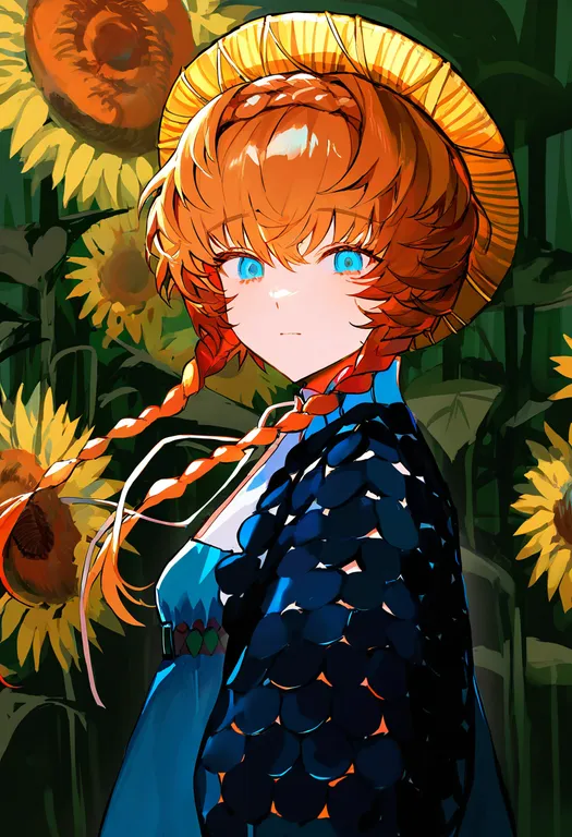 masterpiece, best quality, newest, absurdres, highres, safe, sunflowers_(van_gogh), solo, simple_background — by k3scat, made with ComfyUI