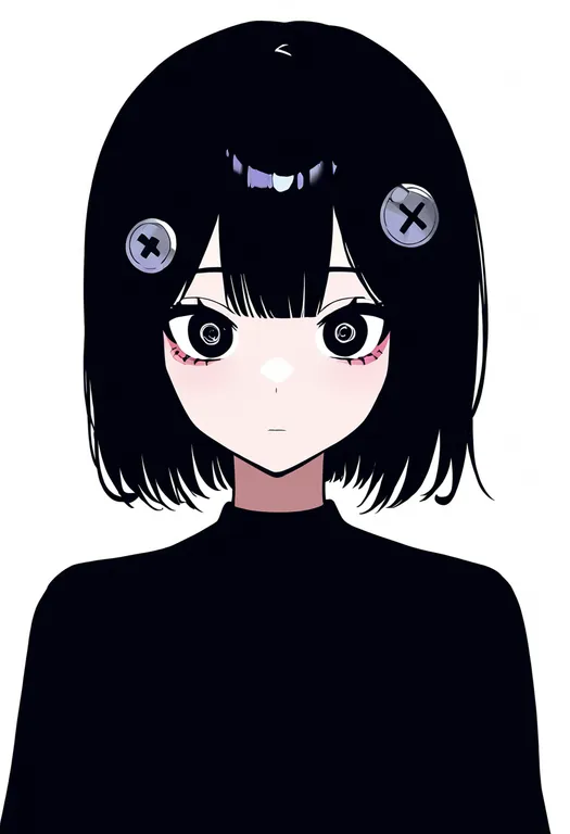 masterpiece, best quality, newest, absurdres, highres, safe, screw_hair_ornament, 1girl, solo, simple_background — by k3scat, made with ComfyUI