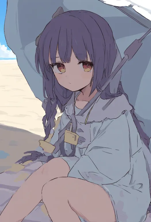 masterpiece, best quality, general, beach umbrella, 1girl, solo, simple background — by k3scat, made with ComfyUI