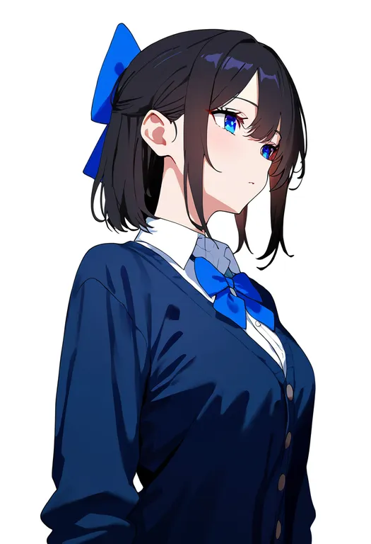 masterpiece, best quality, newest, absurdres, highres, safe, blue_bow, 1girl, solo, simple_background — by k3scat, made with ComfyUI