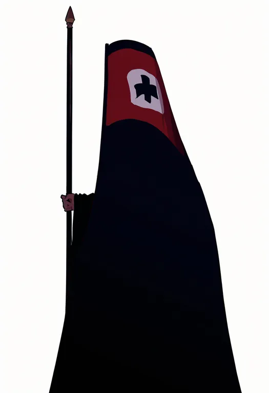 masterpiece, best quality, newest, absurdres, highres, safe, holding_flag, 1girl, solo, simple_background — by k3scat, made with ComfyUI