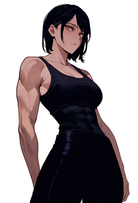 masterpiece, best quality, newest, absurdres, highres, safe, toned_female, 1girl, solo, simple_background — by k3scat, made with ComfyUI