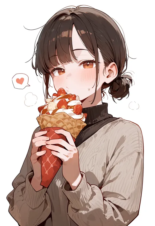 masterpiece, best quality, score_7, safe, waffle cone, 1girl, solo, upper body, simple background — by k3scat, made with ComfyUI
