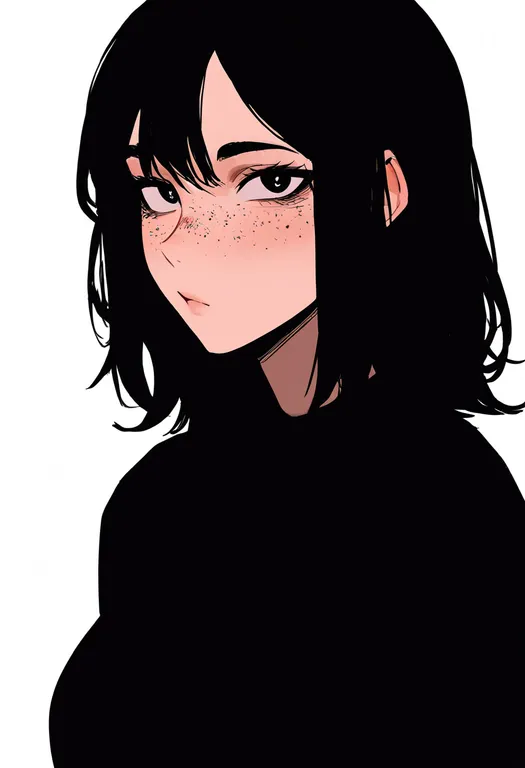 masterpiece, best quality, newest, absurdres, highres, safe, freckles, 1girl, solo, simple_background — by k3scat, made with ComfyUI
