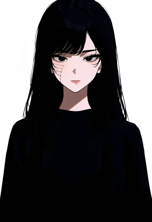masterpiece, best quality, newest, absurdres, highres, safe, scar_across_eye, 1girl, solo, simple_background — by k3scat, made with ComfyUI