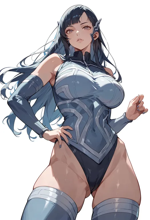 masterpiece, best quality, score_7, safe, shin megami tensei, solo, simple background — by k3scat, made with ComfyUI
