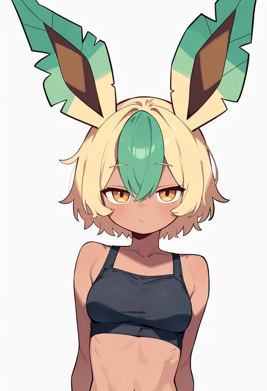 masterpiece, best quality, score_7, safe, leafeon, solo, upper body, simple background — by k3scat, made with ComfyUI