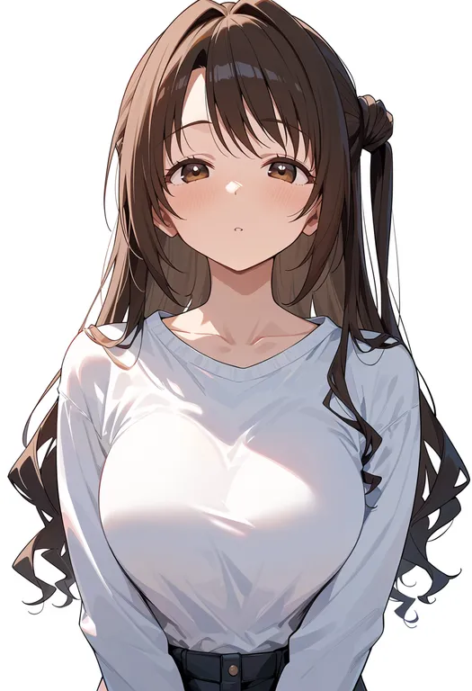 masterpiece, best quality, score_7, safe, shimamura uzuki, solo, upper body, simple background — by k3scat, made with ComfyUI