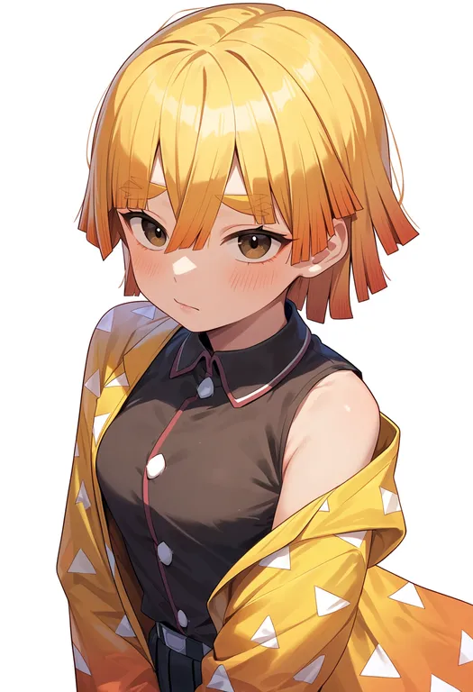 masterpiece, best quality, score_7, safe, agatsuma zenitsu, solo, upper body, simple background — by k3scat, made with ComfyUI