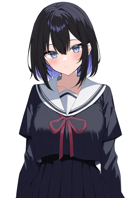 masterpiece, best quality, newest, absurdres, highres, safe, ribbon-trimmed_collar, 1girl, solo, simple_background — by k3scat, made with ComfyUI