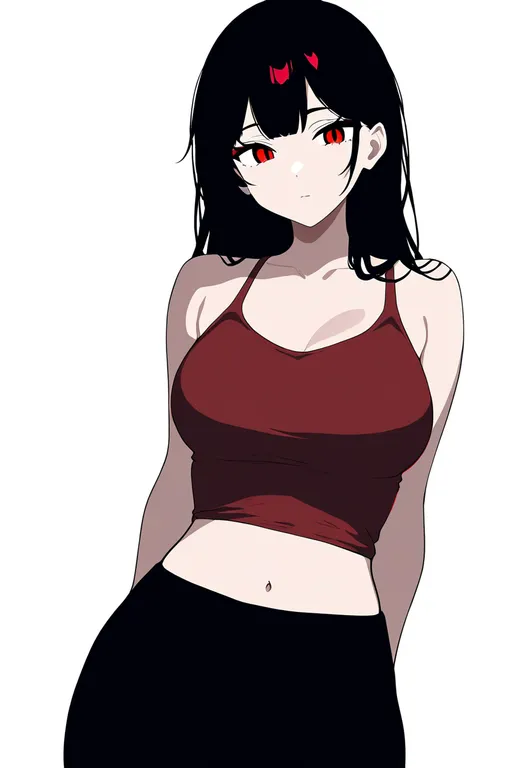 masterpiece, best quality, newest, absurdres, highres, safe, navel_hair, 1girl, solo, simple_background — by k3scat, made with ComfyUI