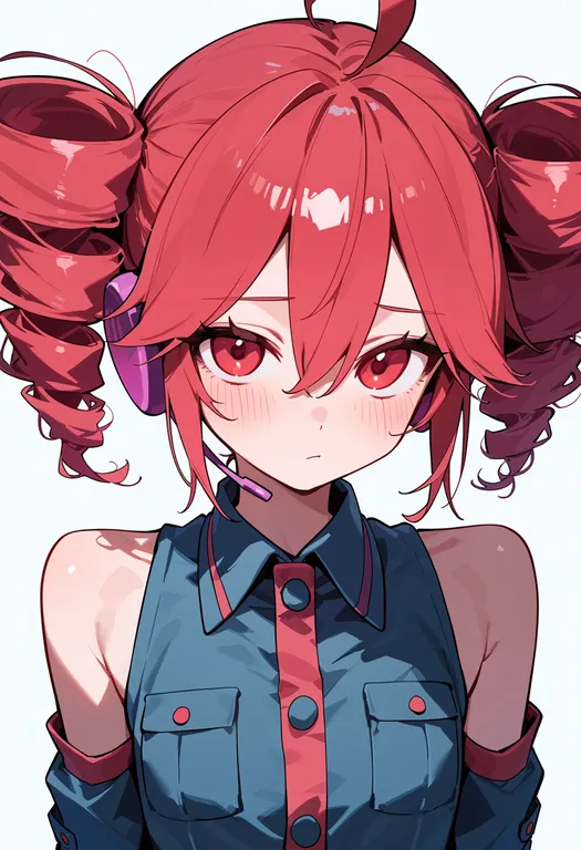 masterpiece, best quality, score_7, safe, kasane teto, utau, solo, upper body, simple background — by k3scat, made with ComfyUI