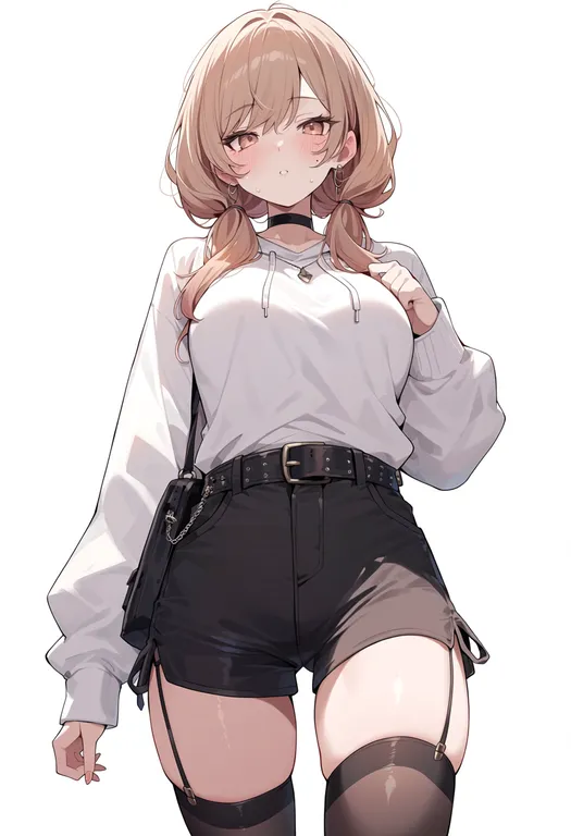 masterpiece, best quality, score_7, safe, quarterly pixiv 11 original, solo, simple background — by k3scat, made with ComfyUI