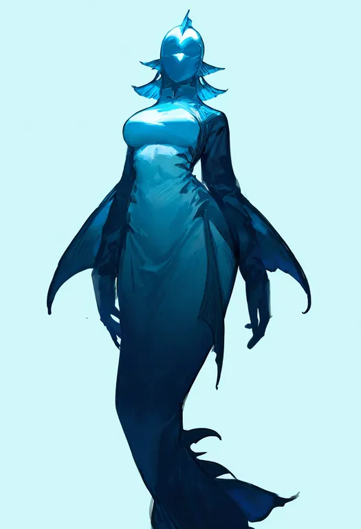 masterpiece, best quality, newest, absurdres, highres, safe, fins, 1girl, solo, simple_background — by k3scat, made with ComfyUI