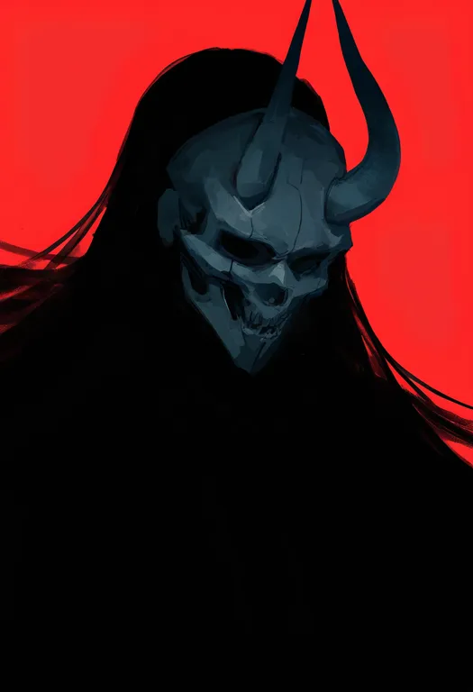 masterpiece, best quality, newest, absurdres, highres, safe, horned_mask, 1girl, solo, simple_background — by k3scat, made with ComfyUI